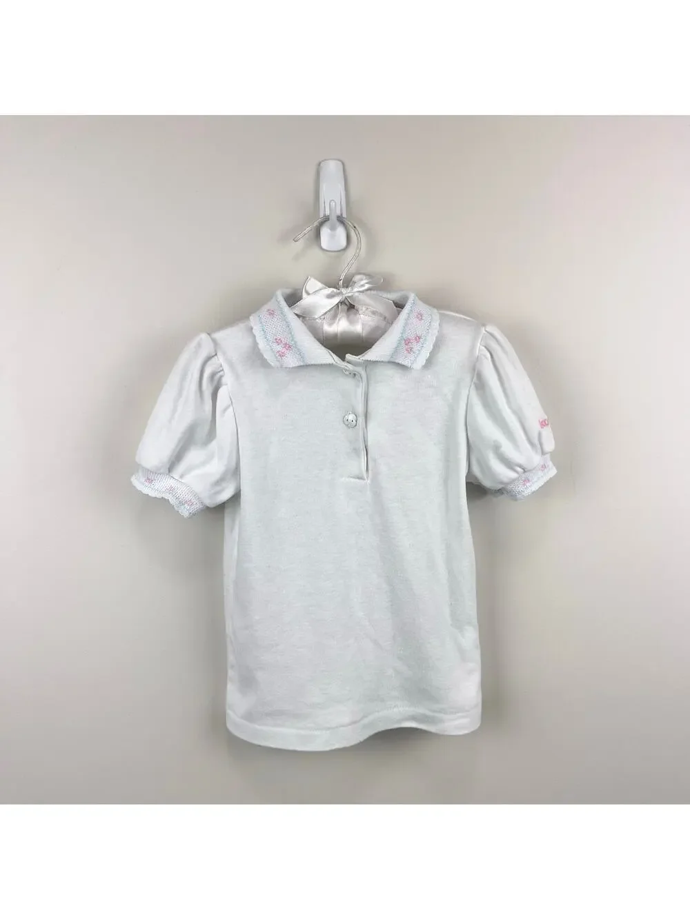 Vintage OshKosh B'gosh Short Sleeve White Flower Top 4T USA